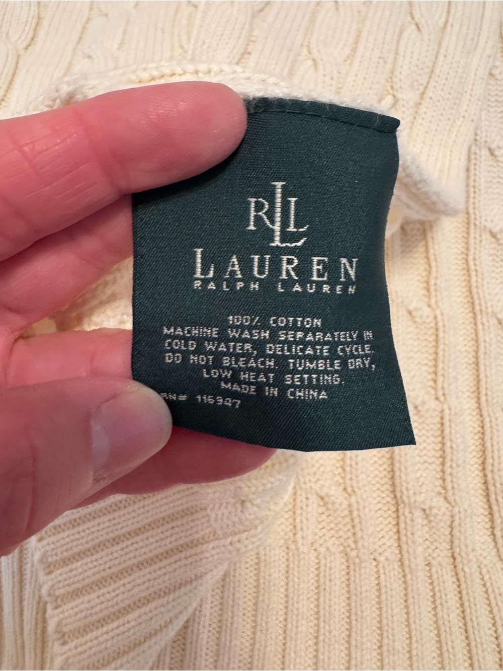 Lauren Ralph Lauren cream cable knit blanket - Picture 3 of 5